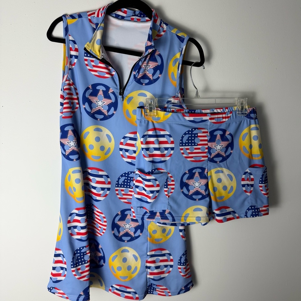 Stylish Blue Patterned dress and skirt set